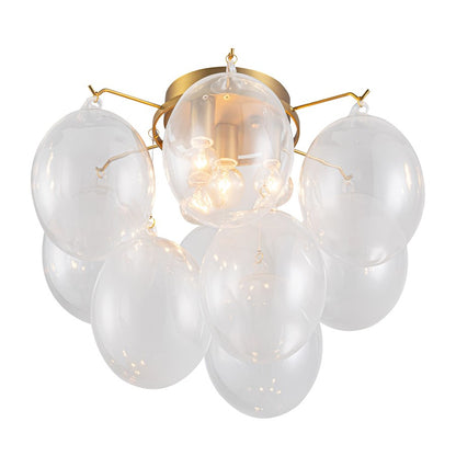 Artcraft Globo 4 Light Semi-Flush Mount, Brass/Milky White