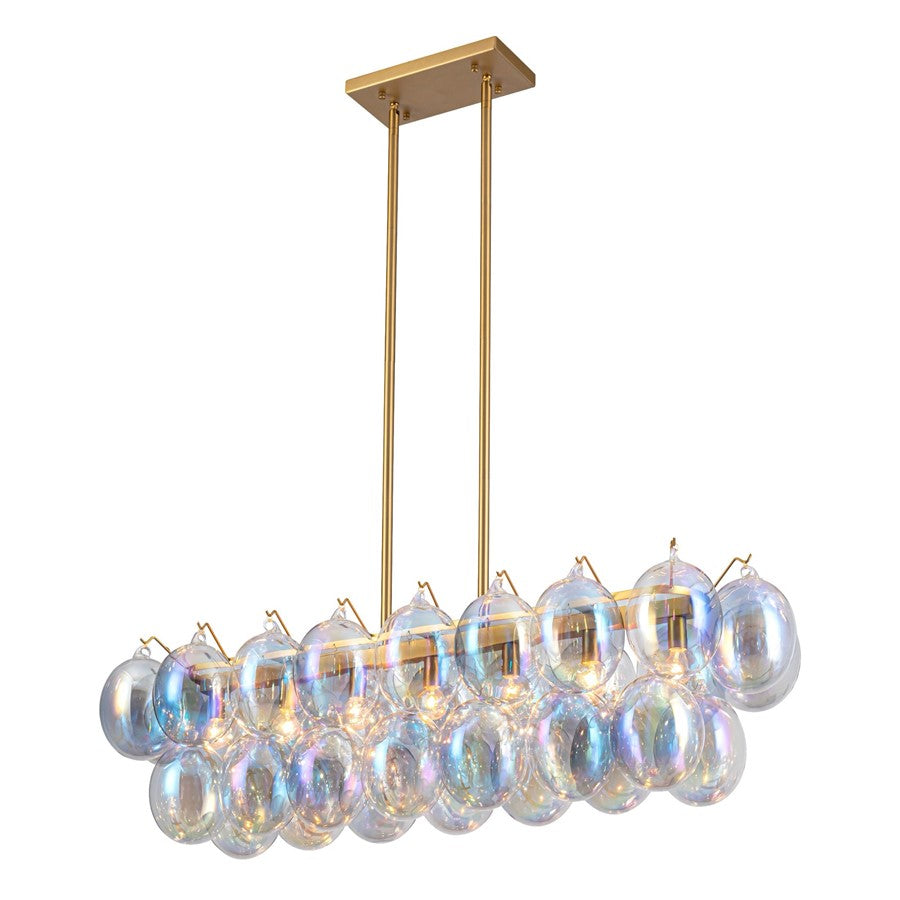 Artcraft Globo 8 Light Island Light, Brass/Iridescent