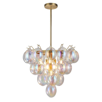 Artcraft Globo 9 Light Down Chandelier, Brass/Iridescent - AC11999LU