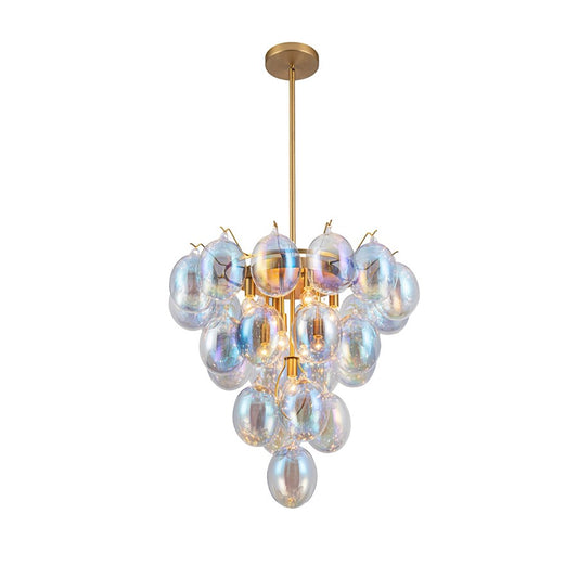 Artcraft Globo 9 Light Down Chandelier, Brass/Iridescent - AC11999LU