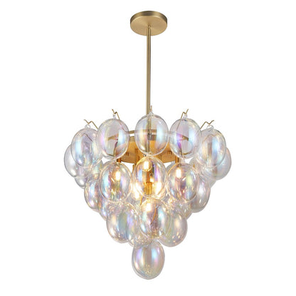 9 Light Down Chandelier, Brass