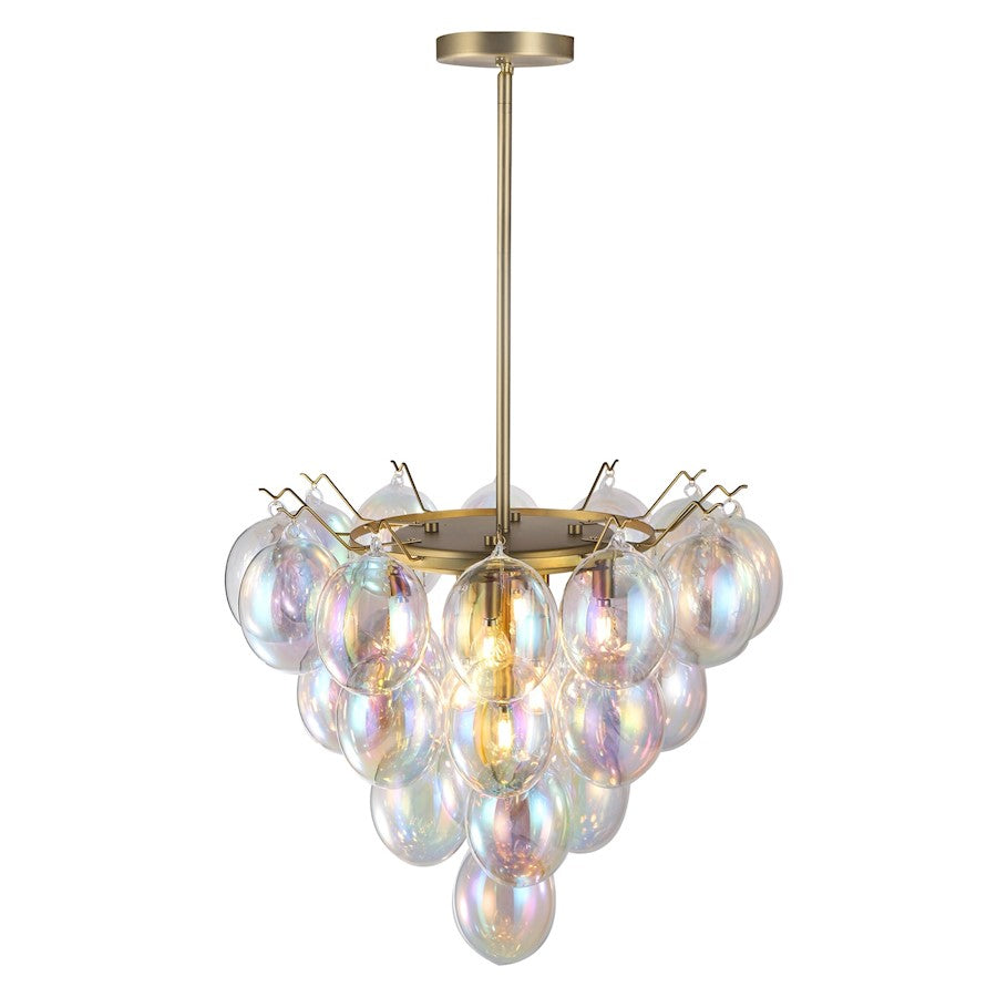 9 Light Down Chandelier, Brass