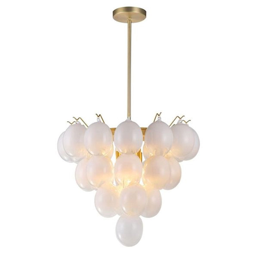 Artcraft Globo 9 Light Down Chandelier, Brass/Milky White - AC11999WH