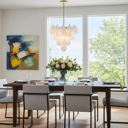 9 Light Down Chandelier, Brass