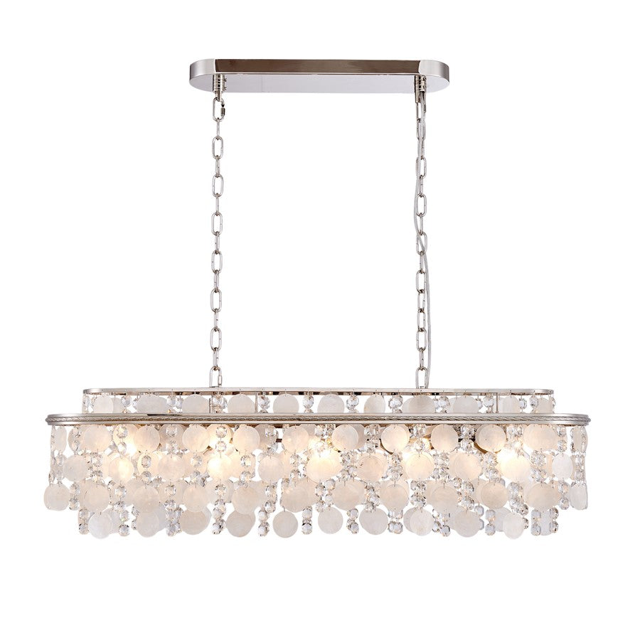 Artcraft Avara 10 Light Chandelier, Polished Nickel/Shell/Clear - AC12070PN