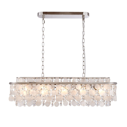 Artcraft Avara 10 Light Chandelier, Polished Nickel/Shell/Clear - AC12070PN