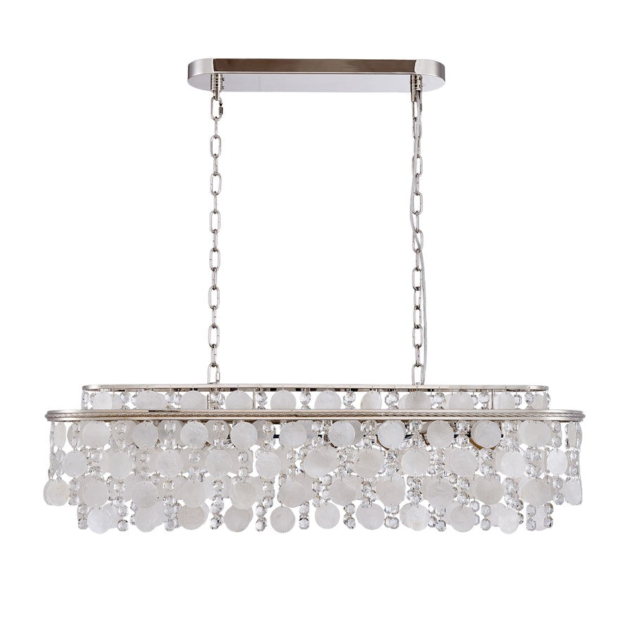 Artcraft Avara 10 Light Chandelier, Polished Nickel/Shell/Clear