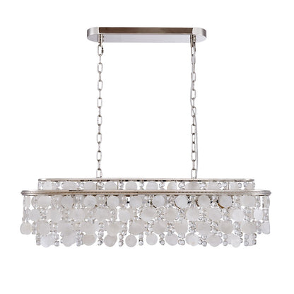Artcraft Avara 10 Light Chandelier, Polished Nickel/Shell/Clear