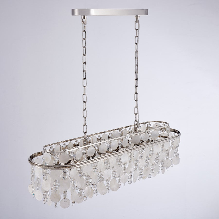 Artcraft Avara 10 Light Chandelier, Polished Nickel/Shell/Clear