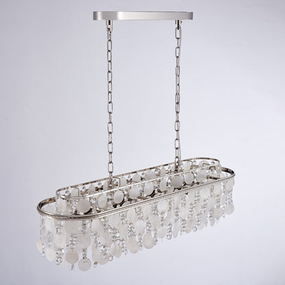 Artcraft Avara 10 Light Chandelier, Polished Nickel/Shell/Clear