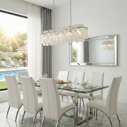Artcraft Avara 10 Light Chandelier, Polished Nickel/Shell/Clear