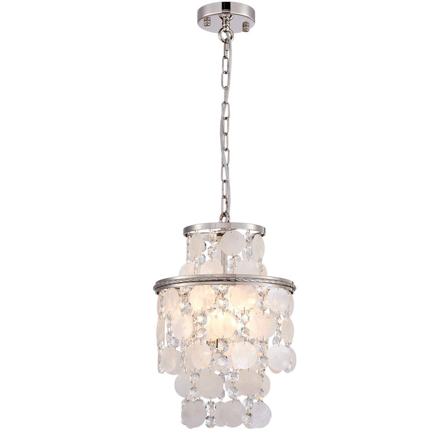 Artcraft Avara 2 Light Pendant, Polished Nickel/Shell/Clear - AC12071PN