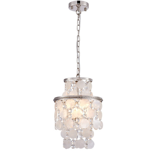 Artcraft Avara 2 Light Pendant, Polished Nickel/Shell/Clear - AC12071PN