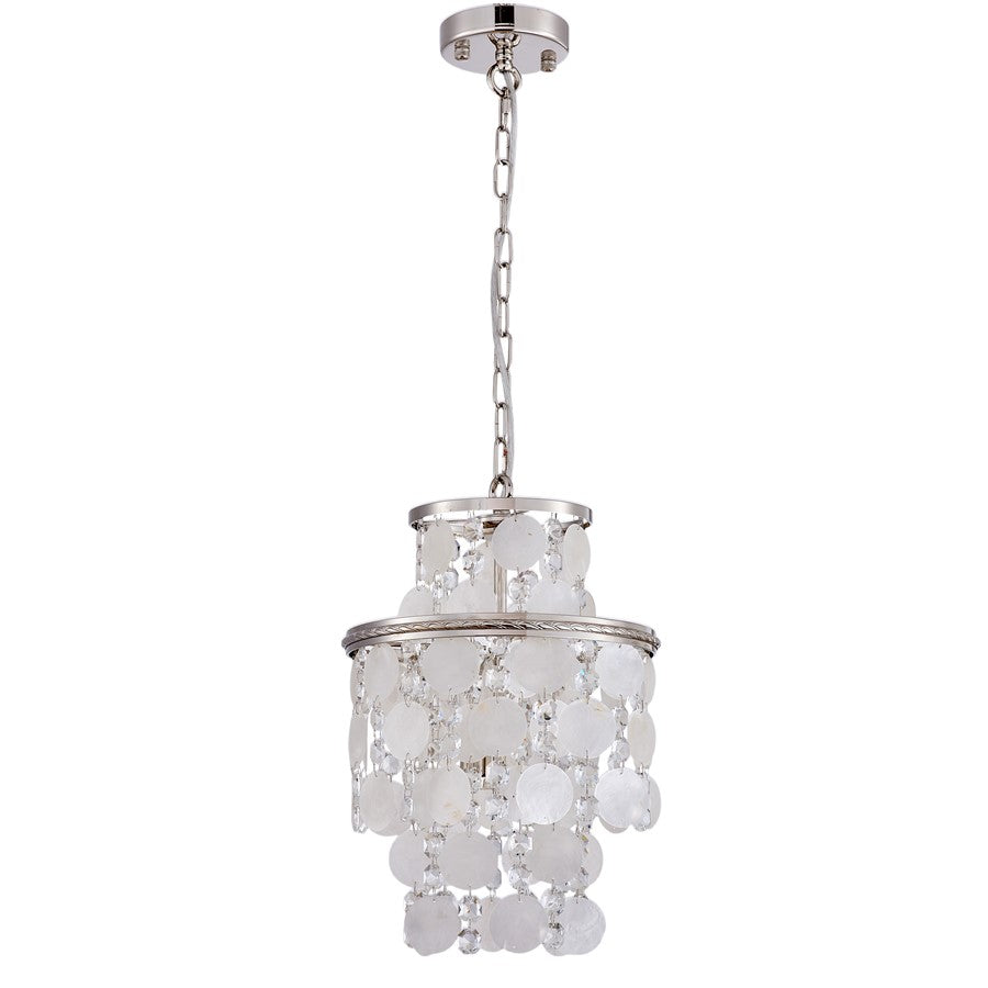 Artcraft Avara 2 Light Pendant, Polished Nickel/Shell/Clear