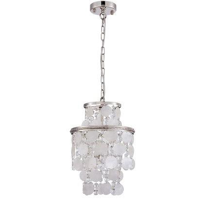 Artcraft Avara 2 Light Pendant, Polished Nickel/Shell/Clear