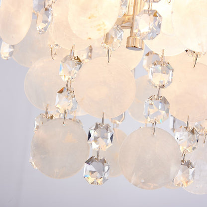 Artcraft Avara 2 Light Pendant, Polished Nickel/Shell/Clear