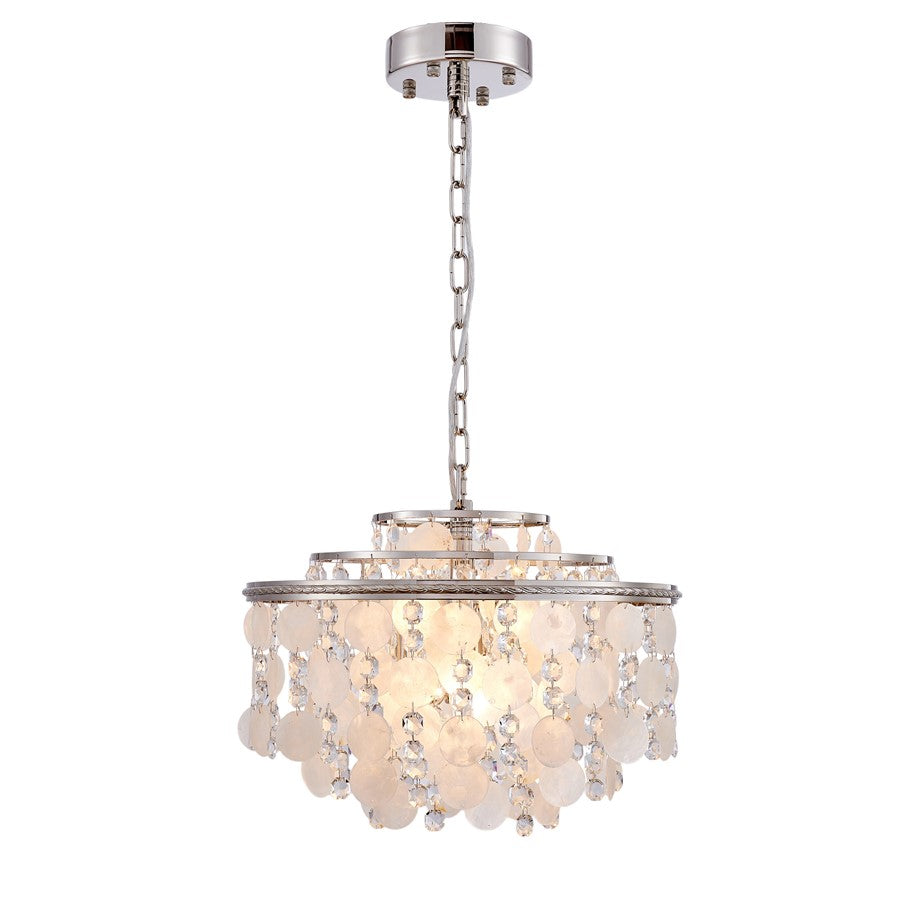 Artcraft Avara 6 Light Chandelier, Polished Nickel/Shell/Clear - AC12072PN