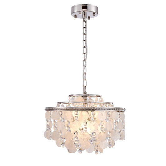 Artcraft Avara 6 Light Chandelier, Polished Nickel/Shell/Clear - AC12072PN