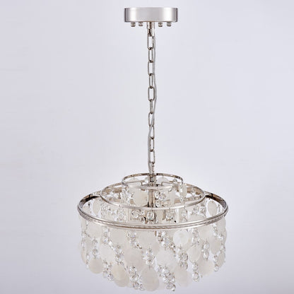 Artcraft Avara 6 Light Chandelier, Polished Nickel/Shell/Clear