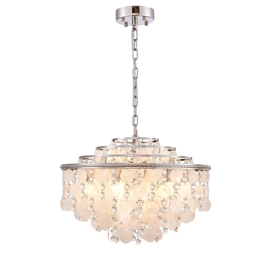 Artcraft Avara 13 Light Chandelier, Polished Nickel/Shell/Clear - AC12073PN