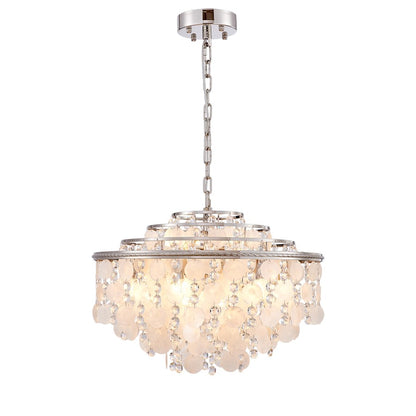 Artcraft Avara 13 Light Chandelier, Polished Nickel/Shell/Clear - AC12073PN