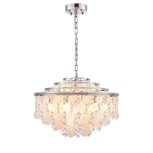 Artcraft Avara 13 Light Chandelier, Polished Nickel/Shell/Clear - AC12073PN
