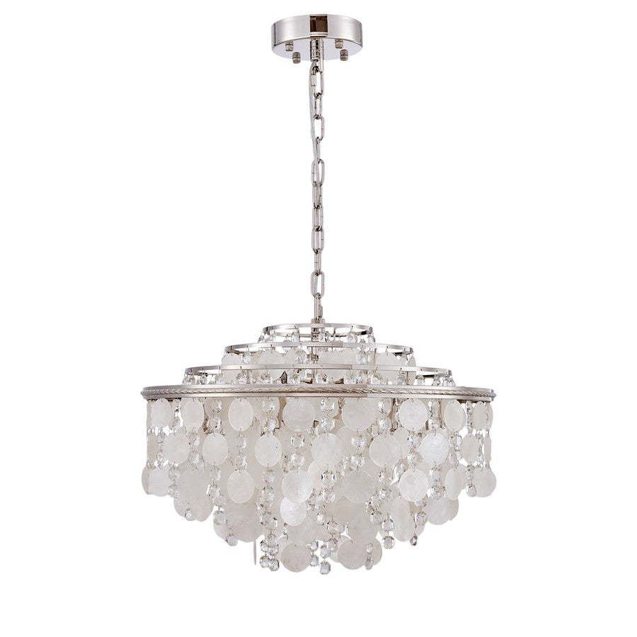 Artcraft Avara 13 Light Chandelier, Polished Nickel/Shell/Clear
