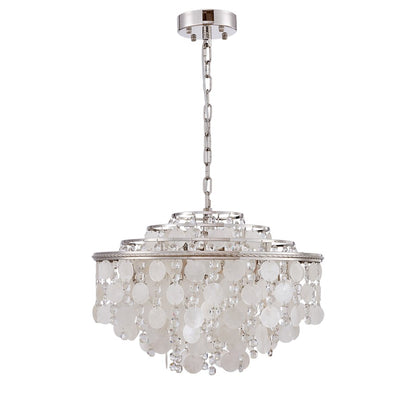 Artcraft Avara 13 Light Chandelier, Polished Nickel/Shell/Clear