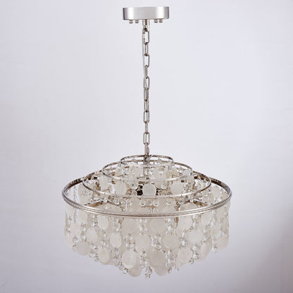 Artcraft Avara 13 Light Chandelier, Polished Nickel/Shell/Clear