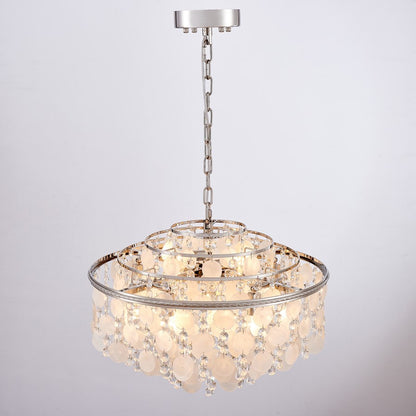 Artcraft Avara 13 Light Chandelier, Polished Nickel/Shell/Clear