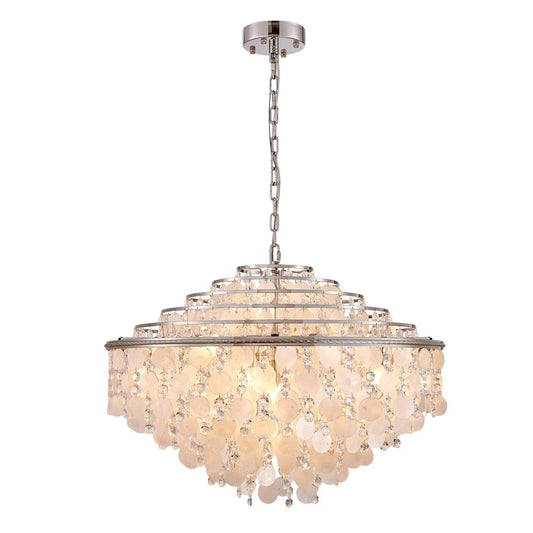 Artcraft Avara 24 Light Chandelier, Polished Nickel/Shell/Clear - AC12074PN