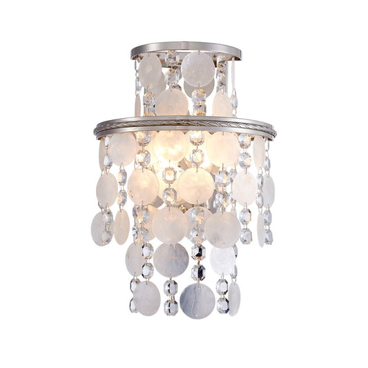 Artcraft Avara 2 Light Wall Sconce, Polished Nickel/Shell/Clear - AC12075PN