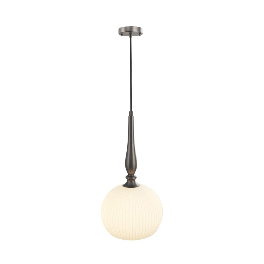 Artcraft Kate 1 Light 19" Pendant, Graphite/Acid Opal