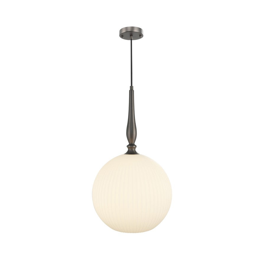 Artcraft Kate 1 Light 24" Pendant, Graphite/Acid Opal