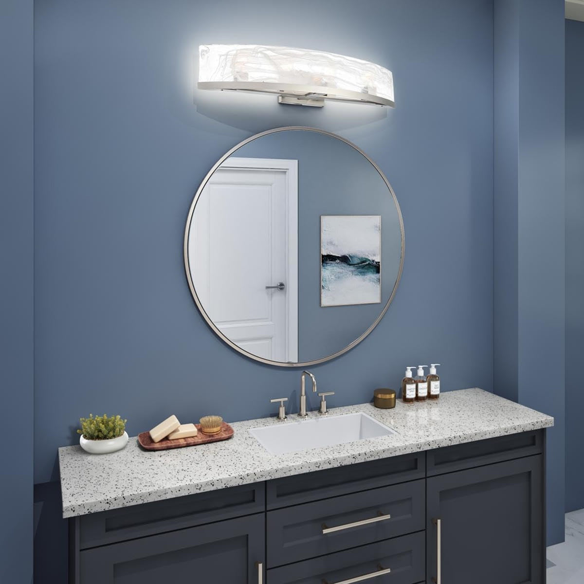 Artcraft Skye 4 Light Bathroom Vanity, Brushed Nickel/Wispy White - AC12174BN