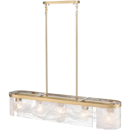 Artcraft Skye 6 Light Island Light, Brass/Wispy White