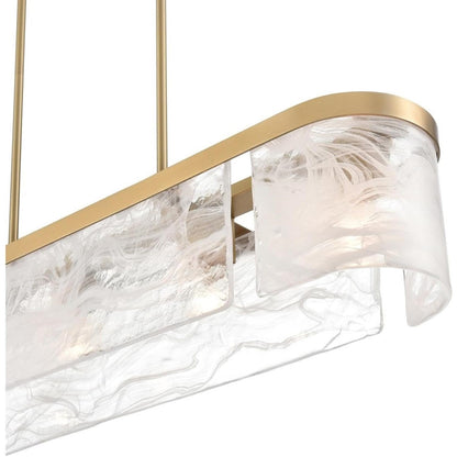 Artcraft Skye 6 Light Island Light, Brass/Wispy White