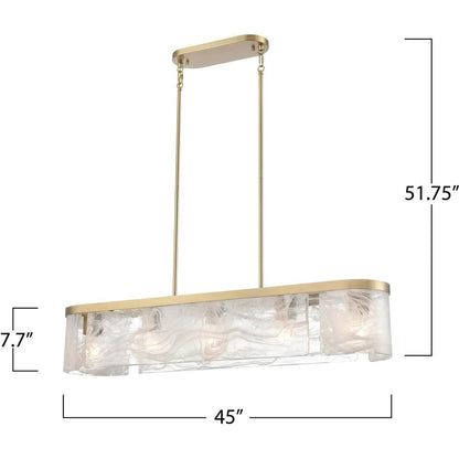Artcraft Skye 6 Light Island Light, Brass/Wispy White