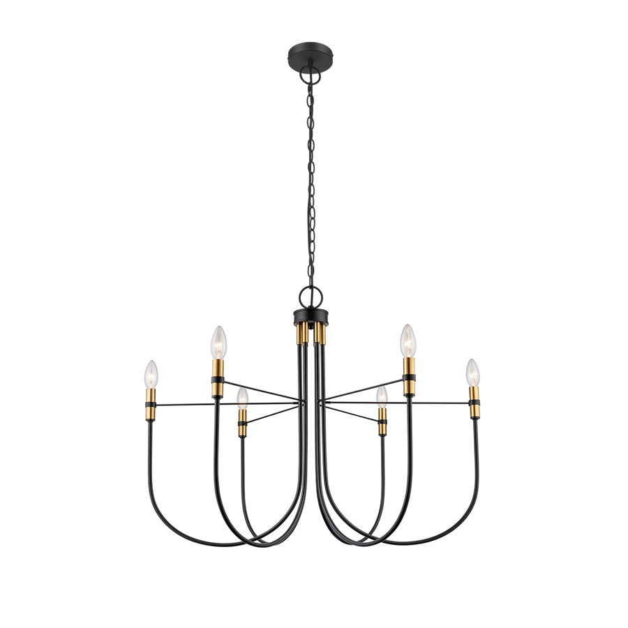 Artcraft Foundry 6 Light Chandelier, Black - AC12226BB