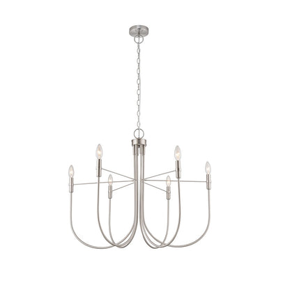 Artcraft Foundry 6 Light Chandelier, Brushed Nickel - AC12226BN