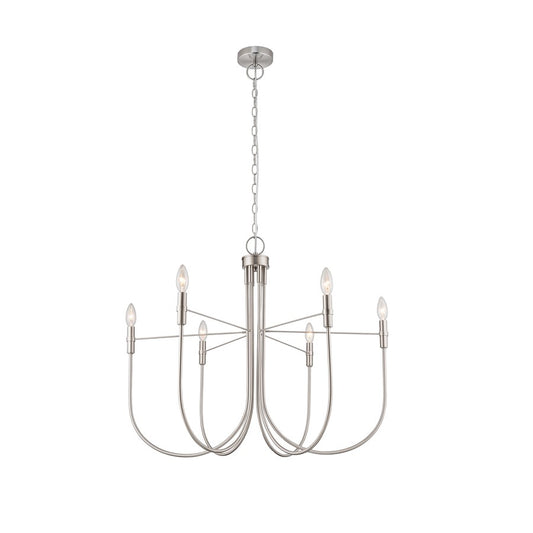 Artcraft Foundry 6 Light Chandelier, Brushed Nickel - AC12226BN