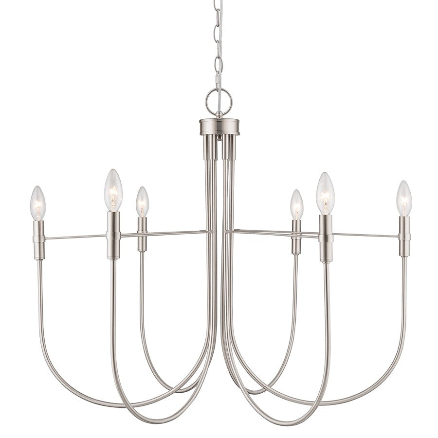 Artcraft Foundry 6 Light Chandelier, Brushed Nickel