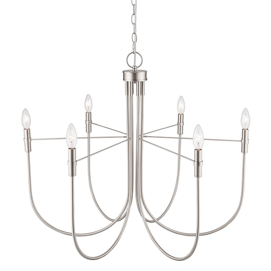Artcraft Foundry 6 Light Chandelier, Brushed Nickel
