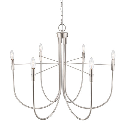 Artcraft Foundry 6 Light Chandelier, Brushed Nickel