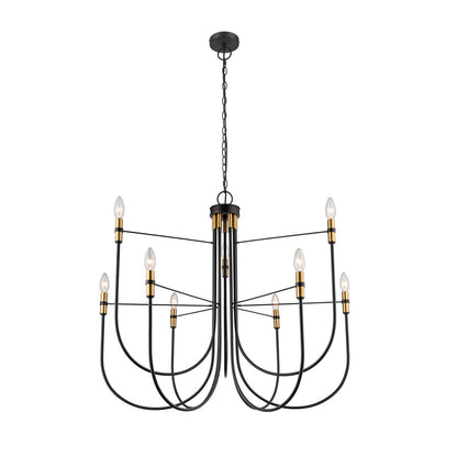 Artcraft Foundry 9 Light Chandelier, Black - AC12229BB