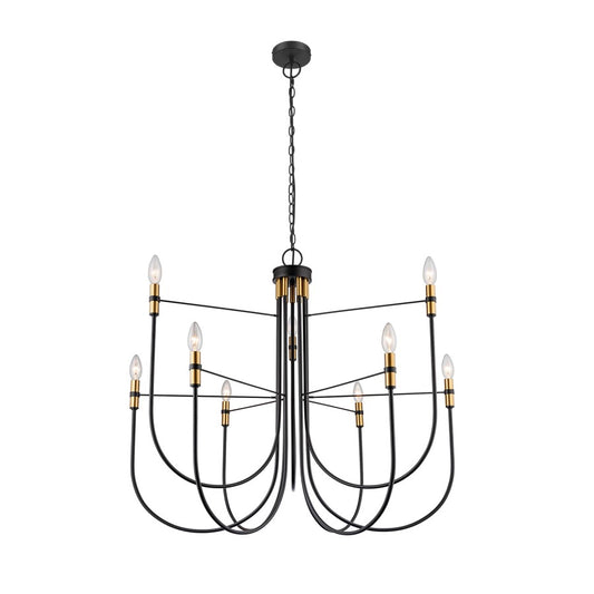 Artcraft Foundry 9 Light Chandelier, Black - AC12229BB