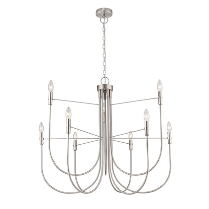 Artcraft Foundry 9 Light Chandelier, Brushed Nickel - AC12229BN