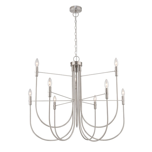 Artcraft Foundry 9 Light Chandelier, Brushed Nickel - AC12229BN