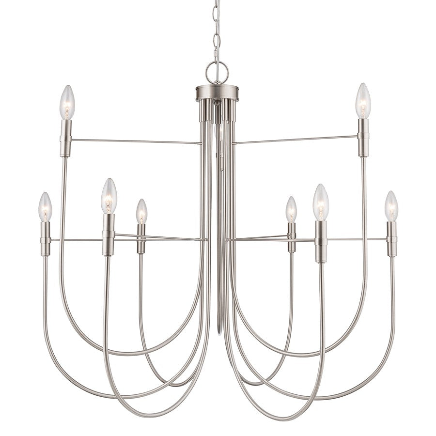 Artcraft Foundry 9 Light Chandelier, Brushed Nickel