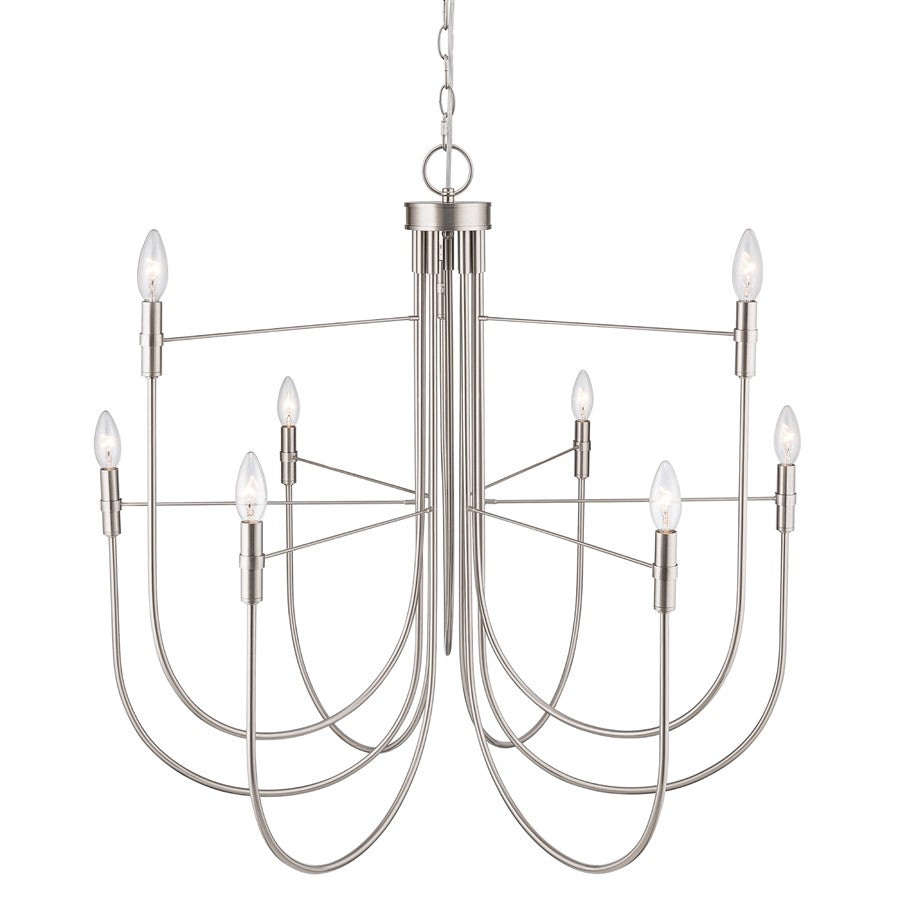 Artcraft Foundry 9 Light Chandelier, Brushed Nickel
